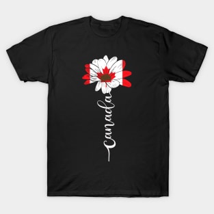 Vintage Canada Sunflower Flag Canada Lover T-Shirt